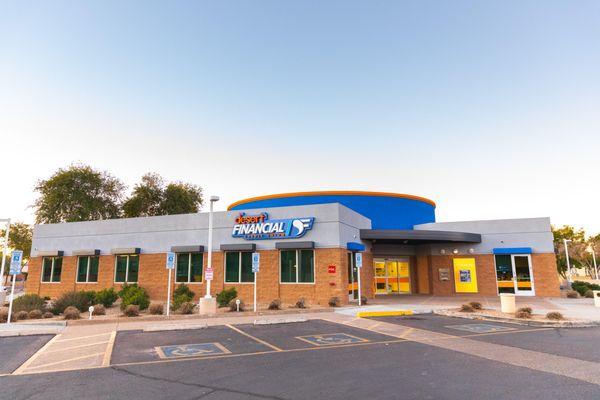 Desert Financial Credit Union's Phoenix - East Bell branch, exterior and parking lot