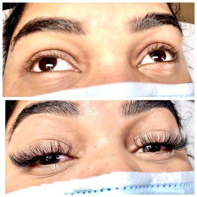 Volume lashes using 13-15mm lengths