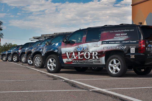 Custom Fleet Wrap for Valor Roof and Solar