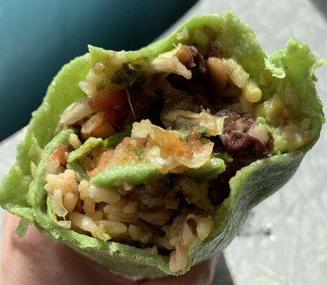 Vegan Burrito on Spinach Tortilla