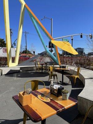 Part of the outdoor dining area, there's more seating available