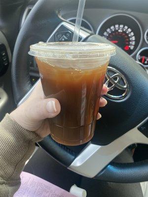 "An ice pecan coffee"