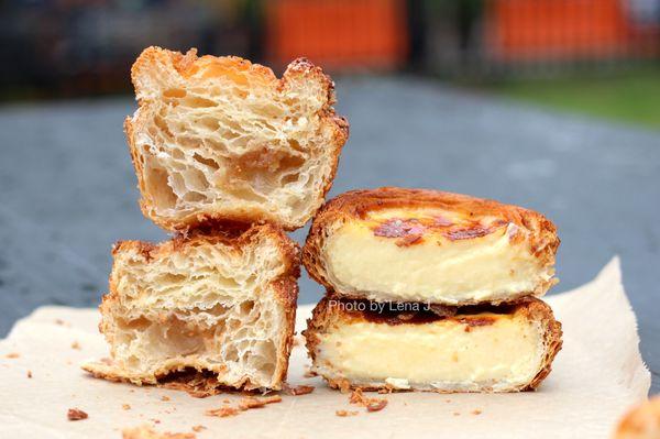 Inside of Nutty Kouign ($4.50) and Creme Brulee Tart ($5.50) - both good! Not too sweet. Kouign amann is quite fluffy