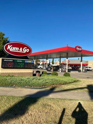 Gas pumps at a Kum & Go convenience store in Tulsa, Oklahoma.