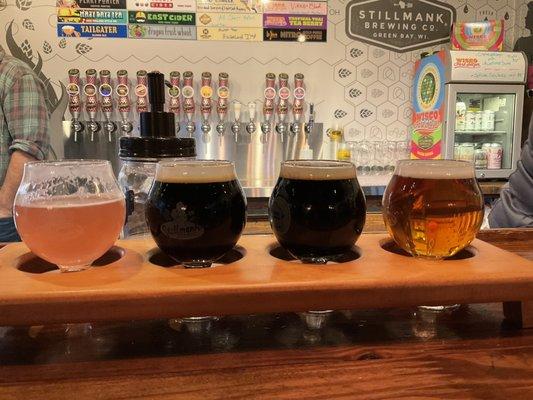 Flight in taproom at the bar.