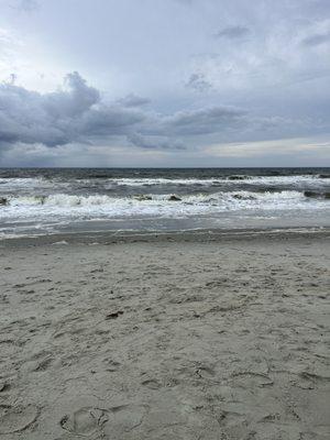 A beach view across the road from my campsite