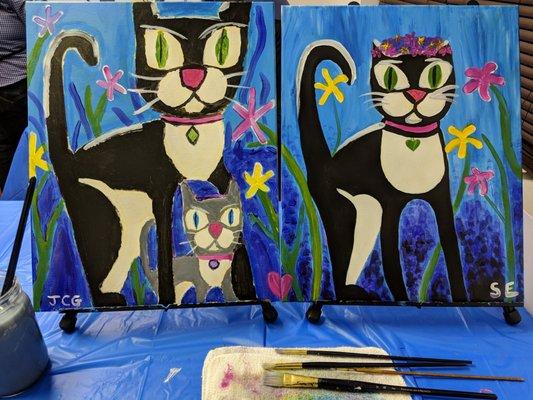 Our Cat Family from the adult paint night