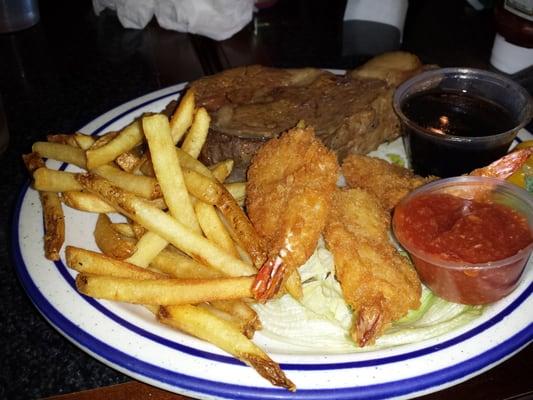 16 oz prime rib and fried shrimp