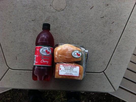 Fresh sandwich a Cherry Quencher for a Summer Afternoon outside Wienke's Market.