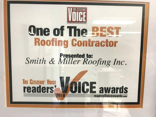 Smith & Miller Roofing is the most awarded roofing company in NEPA!!!