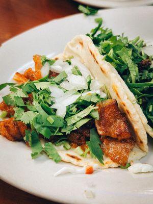 Fried pork skin taco