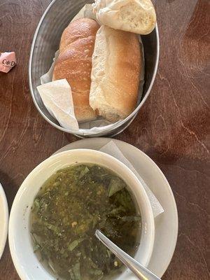 Fresh bread and dipping oil appetizer