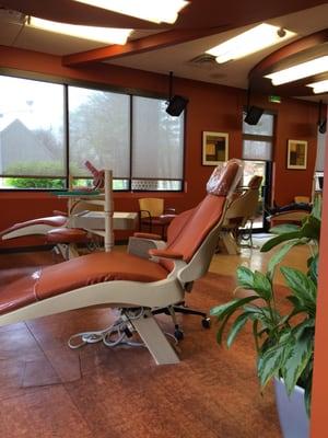 Each patient has a TV while braces are checked.