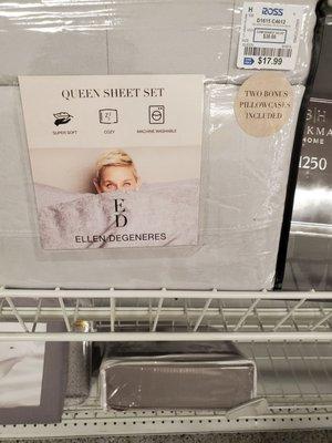 Ellen Degeneres sheets at Ross