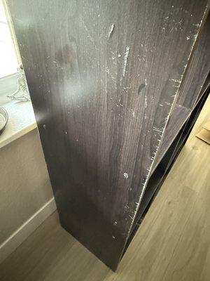 More scuffs along side of cabinet. Was thrown on dolly unprotected and should have been carried.