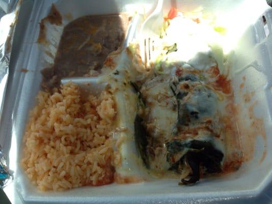 Chile relleno to go. Yum!