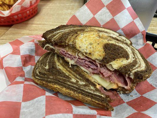 Reuben on Marbled Rye