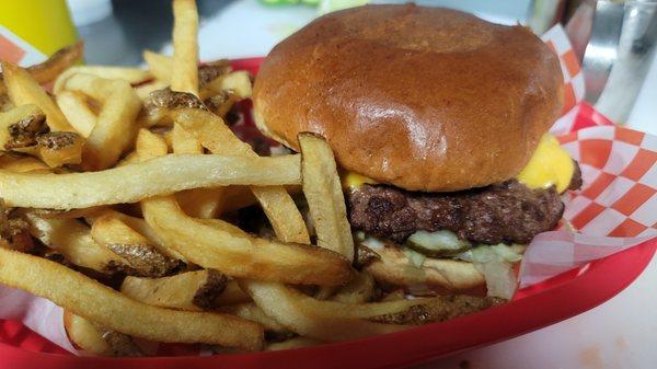 As always our burgers include fresh cut fries