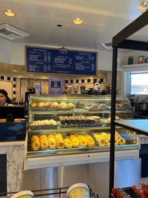 Counter and pastries glass display case