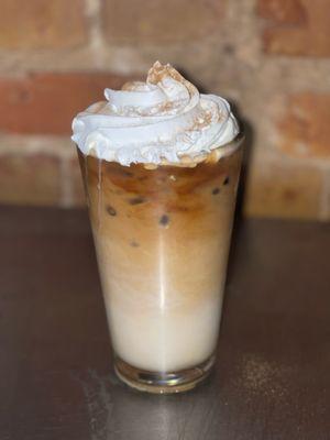 Iced latte with oat milk and decaf espresso