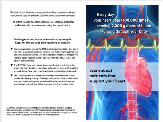 The Heart Sound Recorder analyzes nutritional imbalances that are disclosed by the valves sound and corrects them.