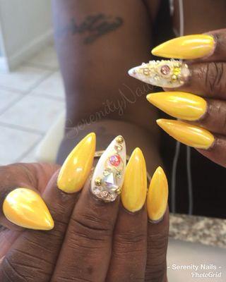 Yellow color with gold designs