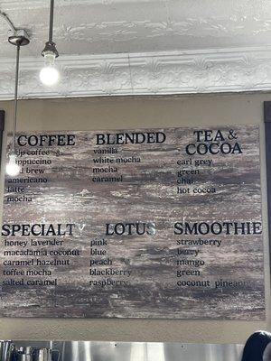 Coffee Menu