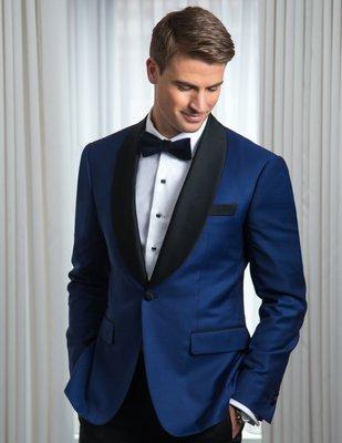 BALANI Custom Clothiers Blue Tuxedo Contrasting Lapels