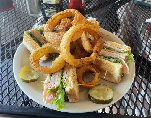 Triple Decker with Onion Rings