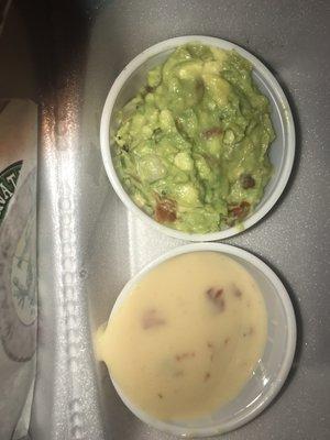 Guacamole & Queso.... guac was amazing but the quest was thin but still good