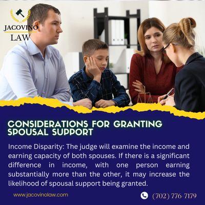 Considerations for granting spousal support.