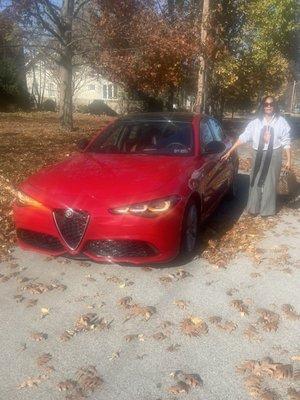 My loaner car for the day, a red  Alpha Romeo Giulia, while my Stelvio gets inspected and 10,000 mile check-up