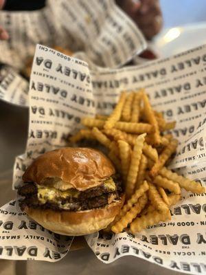 Double Down Daley Burger w/ Crinkle Cut Fries