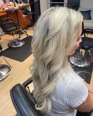 Blonde highlights, extensions, beach waves!!