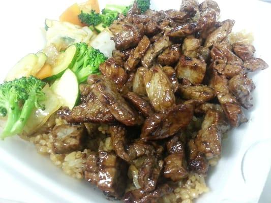 Steak Hibachi with Fried Rice and Mixed Vegetables