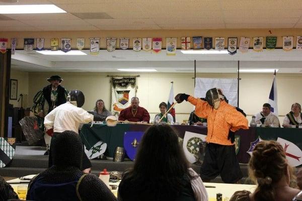 Highland Single stick demo at the Order of the Green Cross's Medieval Feast  fund raiser for Portland Asperger's Network.