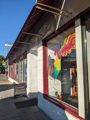 Front entrance to The Flaming Rooster