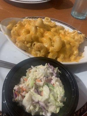 Mac and cheese with a side of Cole slaw