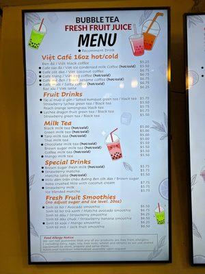 Updated menu