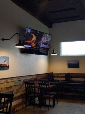 2 big screen TVs