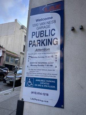 Public parking sign