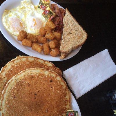 pancakes and eggs .. really good