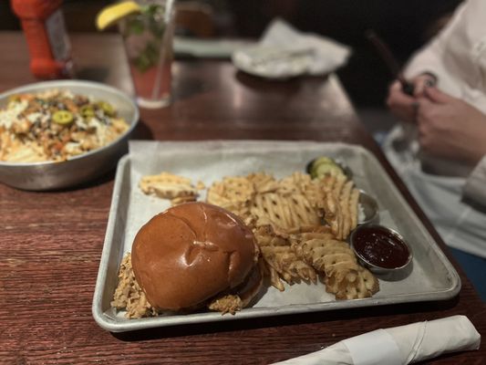 BBQ pulled pork sandwich