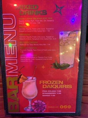 Drink menu