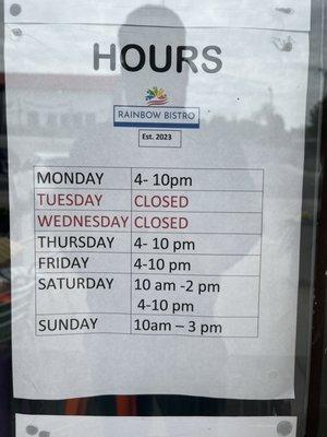 Dinner hours.  A great place to start before heading out to nearby venues.