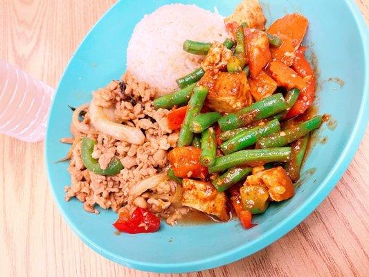 2 Combo - Thai Basil Chicken; Spicy String Bean with Tofu