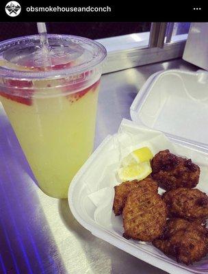 Conch fritters & Yaya's lemonade