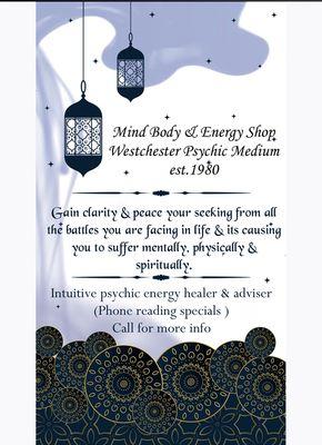 Intuitive psychic energy healer & adviser  Call for more info