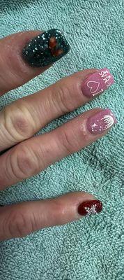 Finger nails!  Best nail salon! Christmas nail design.