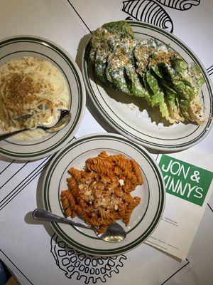 spicy fusilli, gem salad, & spaghetti limone